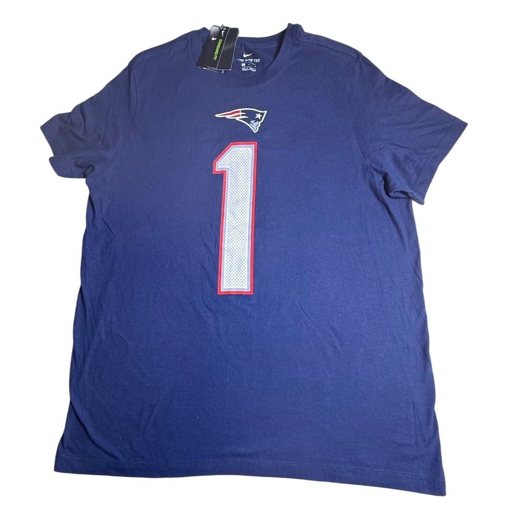 Nike NFL New England Patriots Cam Newton #1 Navy T-Shirt‎ Mens Large NWT-778